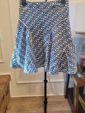 Vintage Fossil Blue Patterned A-Line Skirt